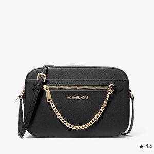 Michael Kors Jet Set Black Crossbody with Gold Chain